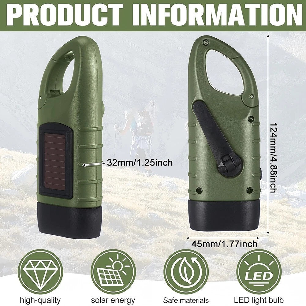 2PCS LED Torch Solar Hand Crank Flashlight Wind Up Super Bright Camping Light UK