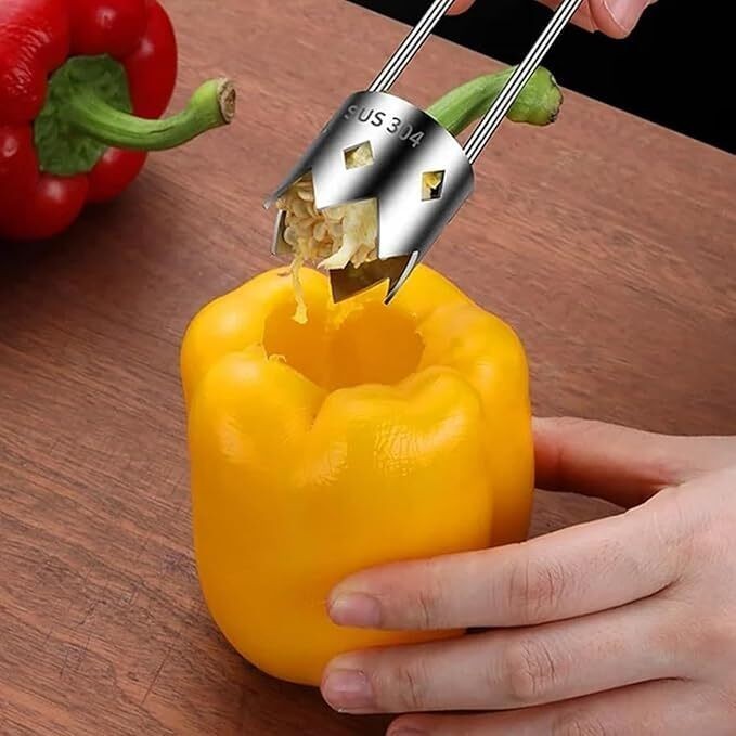 1 pc Fruit and Vegetable Corer Stainless Steel Red Bell Pepper Core