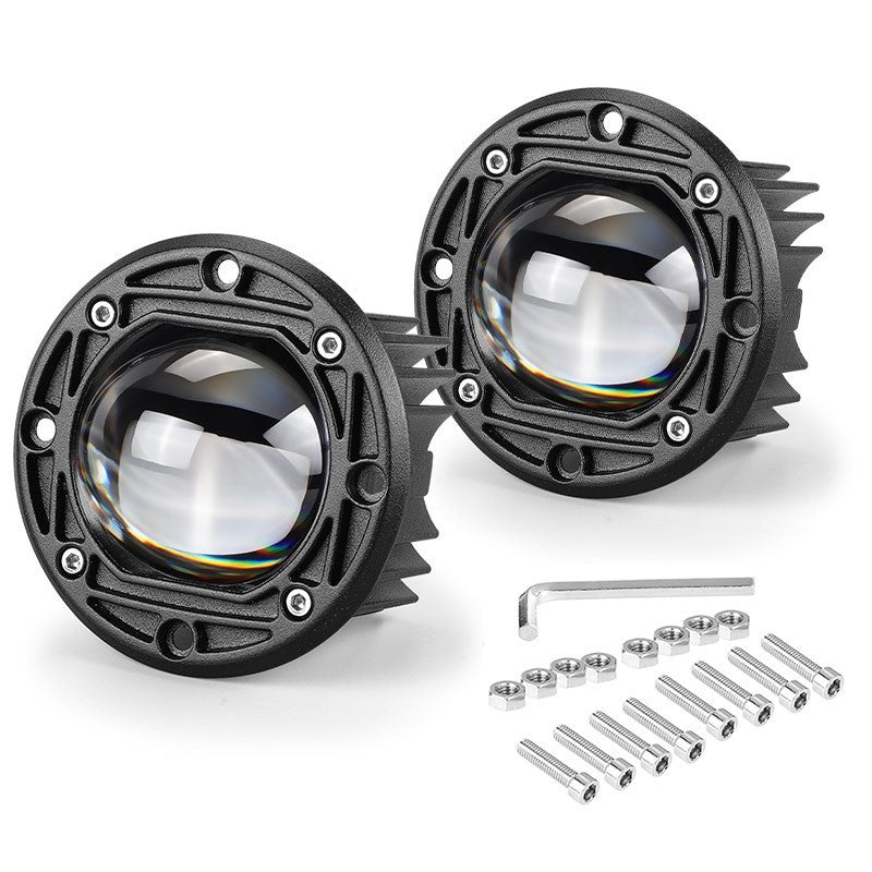 Pair 3inch Flush Mount LED Work Light Bar Spot Driving Lamps 3" 8D Yellow+White