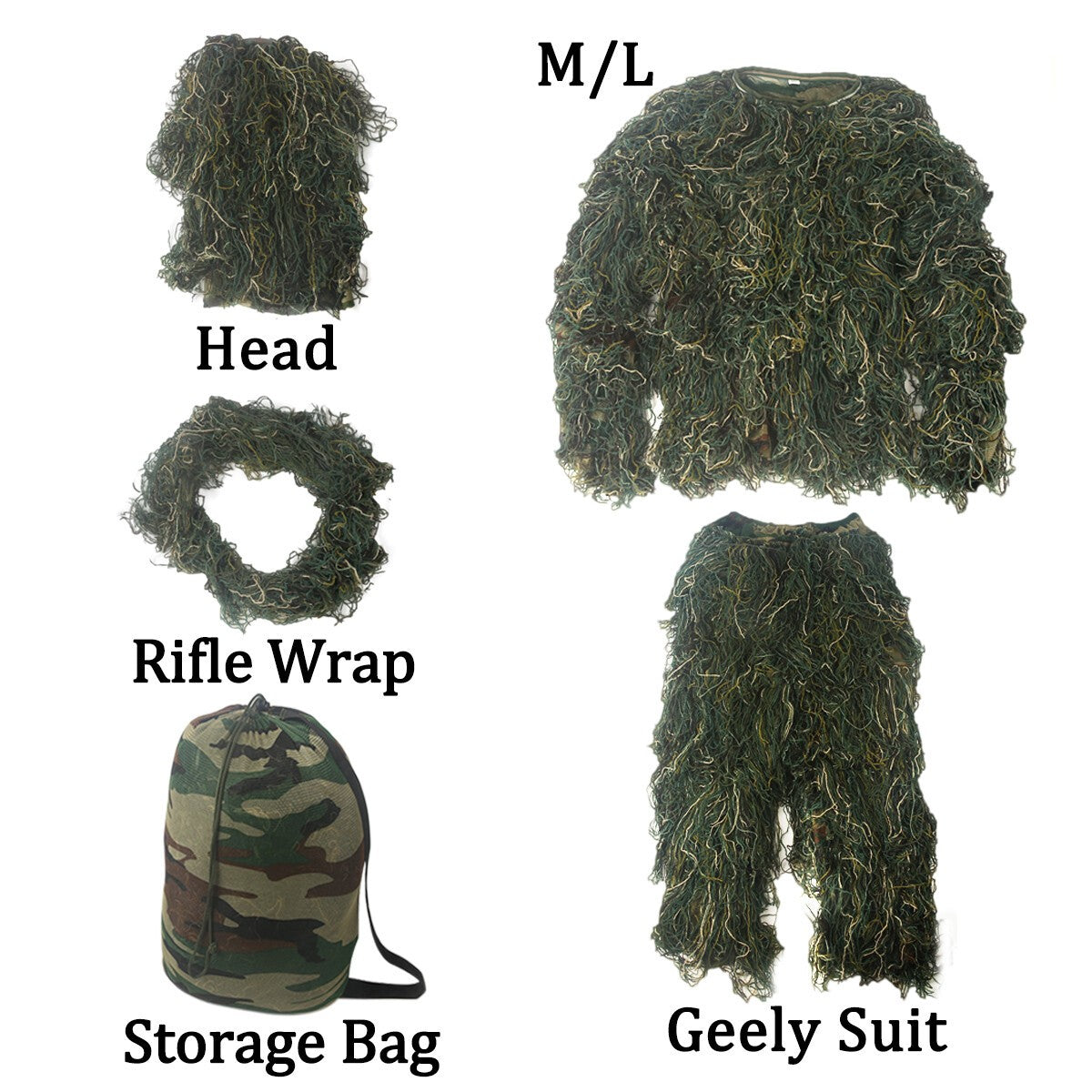 Camouflage Ghillie Suit Woodland Hunting Camo Ghillie Burlap Suit For Adult