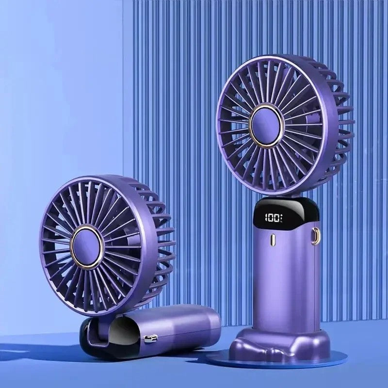 5-Speed Mini Handheld Fan Portable Fold Desk Cooler Cooling USB Rechargeable