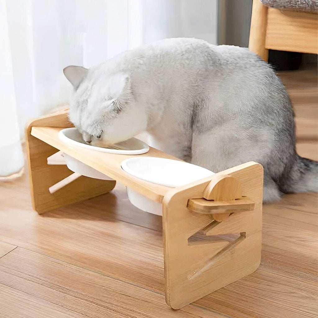 Adjustable Raised Pet Feeding Stand, Double Bowl Food Water Bowl for Dog Cat