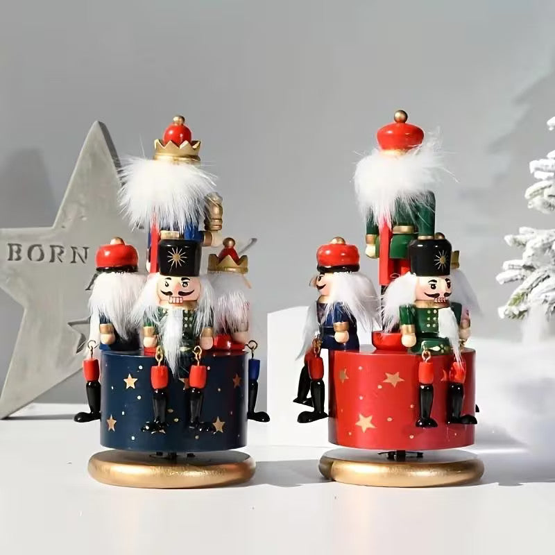 Nutcracker Themed Rotating Music Box Handmade Xmas Ornament Holiday Gift Decor