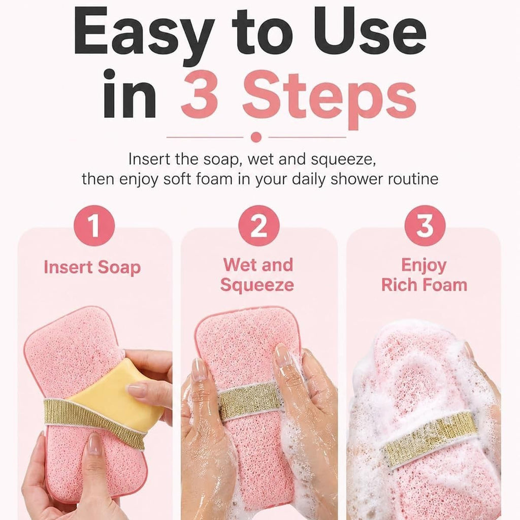 2 Pack Sponge Soap Saver Pouch Bar Soap Scrubber Bag Bath Exfoliating Shower