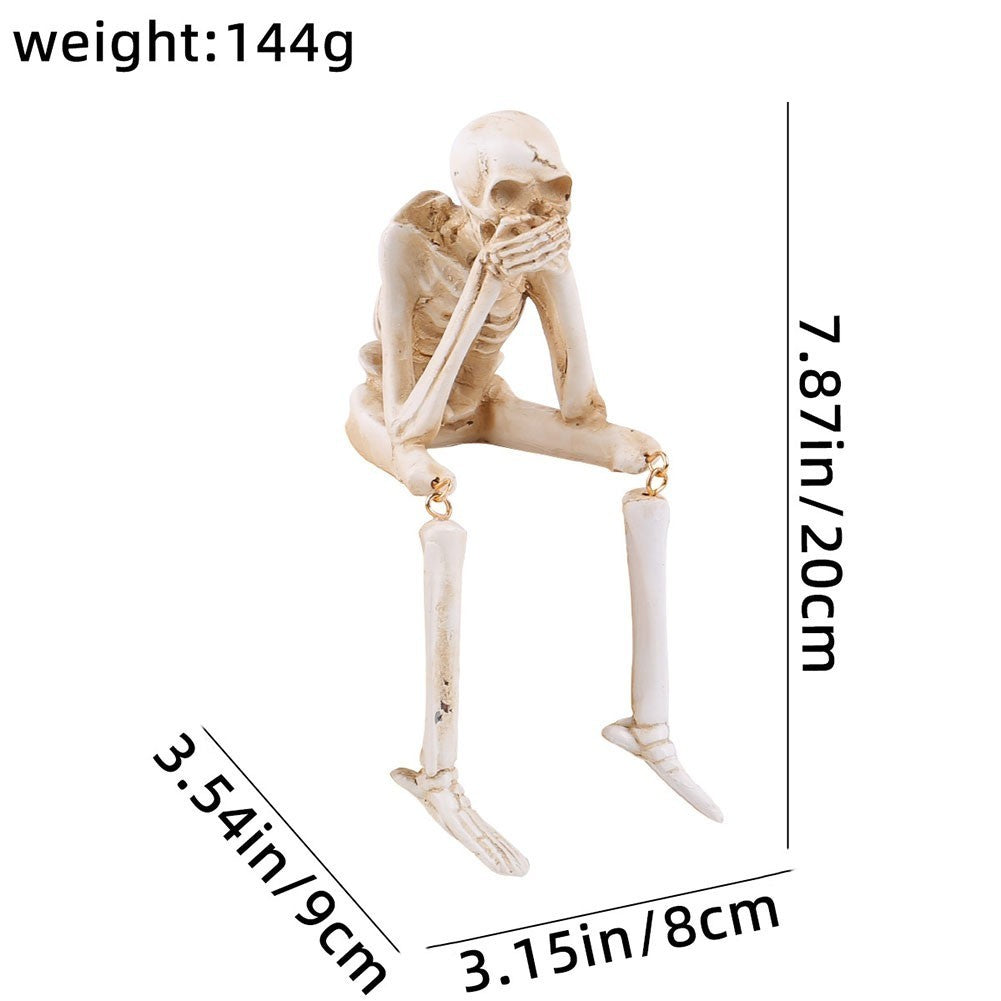 Halloween Resin Skeleton Figurine 'See No Evil, Hear No Evil, Speak No Evil'