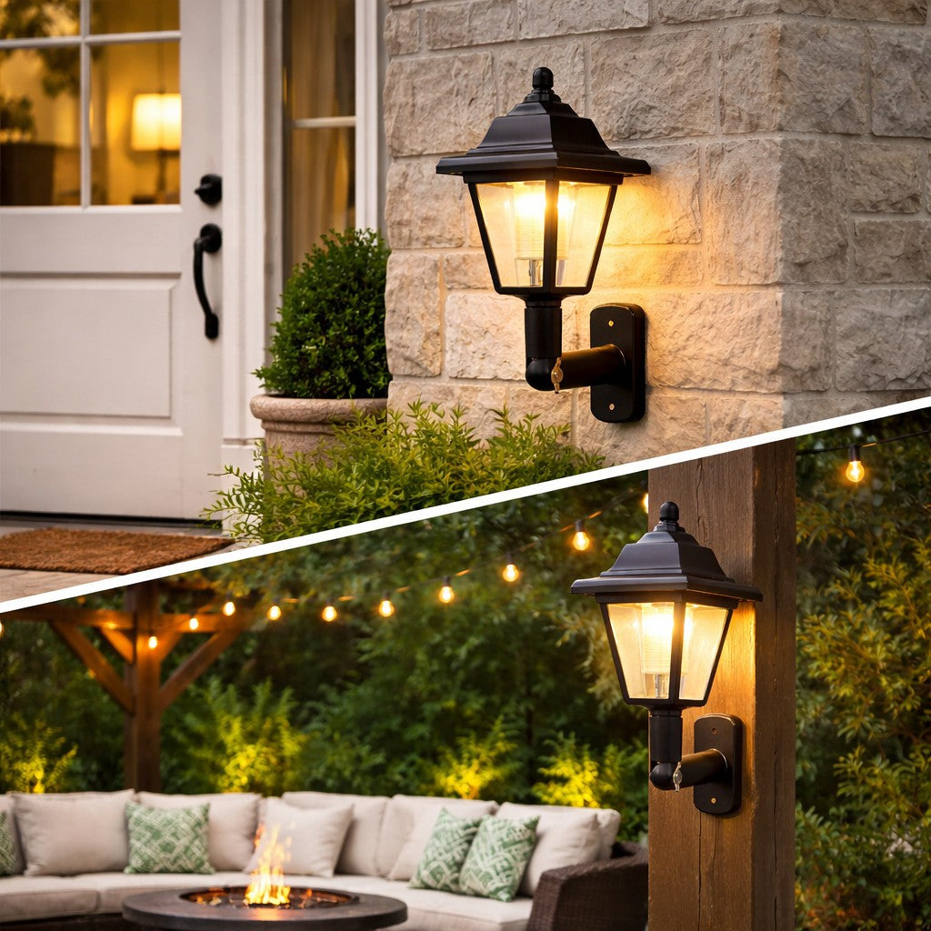 Set of 2 Solar Outdoor Wall Lights Victorian IP65 Solar Garden Lanterns