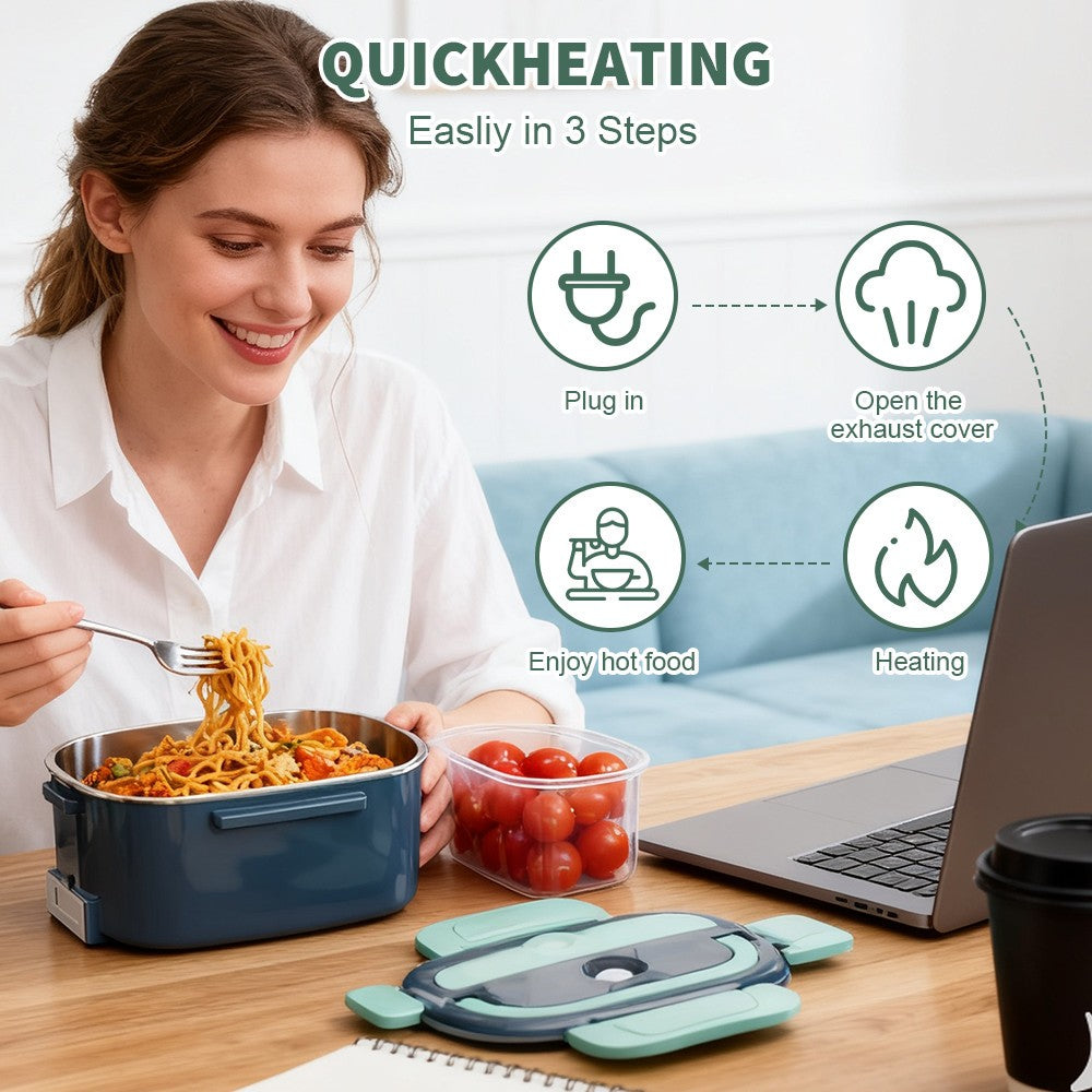 1.5L Electric Heating Lunch Food Portable Travel 80W UK Plug Car Office Box