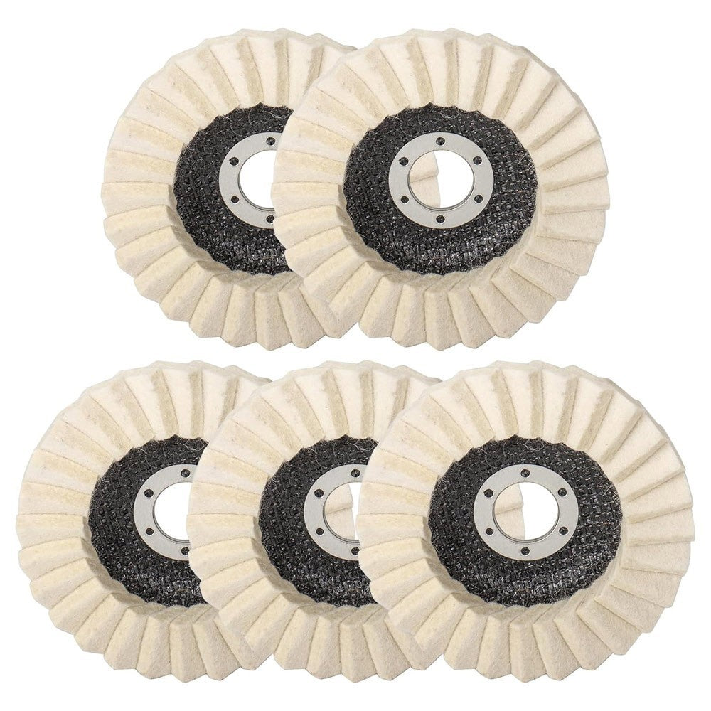 10PCS 125mm Wool Felt Flap Disc Polishing Wheel Angle Grinder Buffing Pad Metal