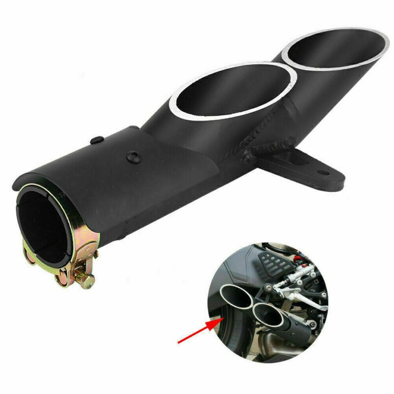 Dual Outlet Motorcycle Exhaust Tip Muffler Tail Pipe Universal 51mm 2"