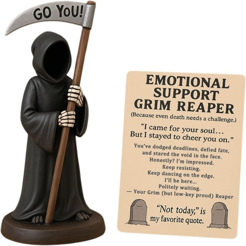 1pc Emotional Support Grim Reaper Figurine Spooky Resin Statue Home Office Decor