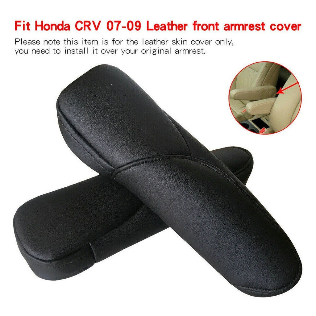 2Pcs/Set Black Leather Car Front Seat Armrest Cover For 2007-2009 Honda CR-V CRV