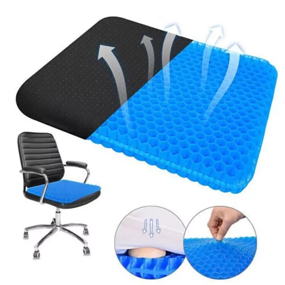2PCS Orthopaedic Gel Seat Cushion Extra Thick Memory Foam Office Car Chair