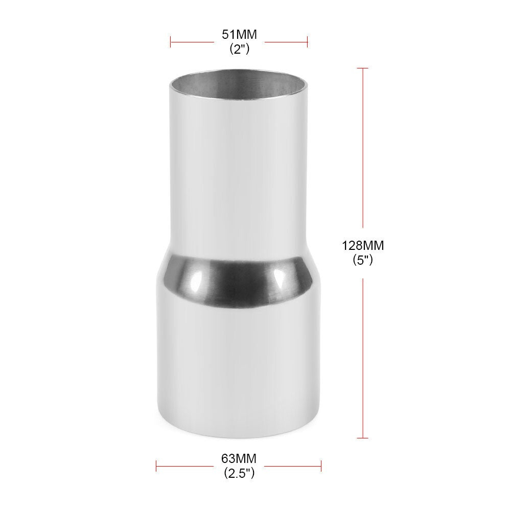 2" 51mm To 2.5" 63mm OD Exhaust Pipe Adapter Reducer Connector Stainless Steel