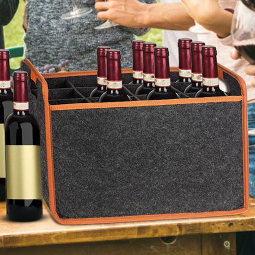 Wine Travel Bag 6/12-Bottle Felt Wine Carrier Storage Box with Divider
