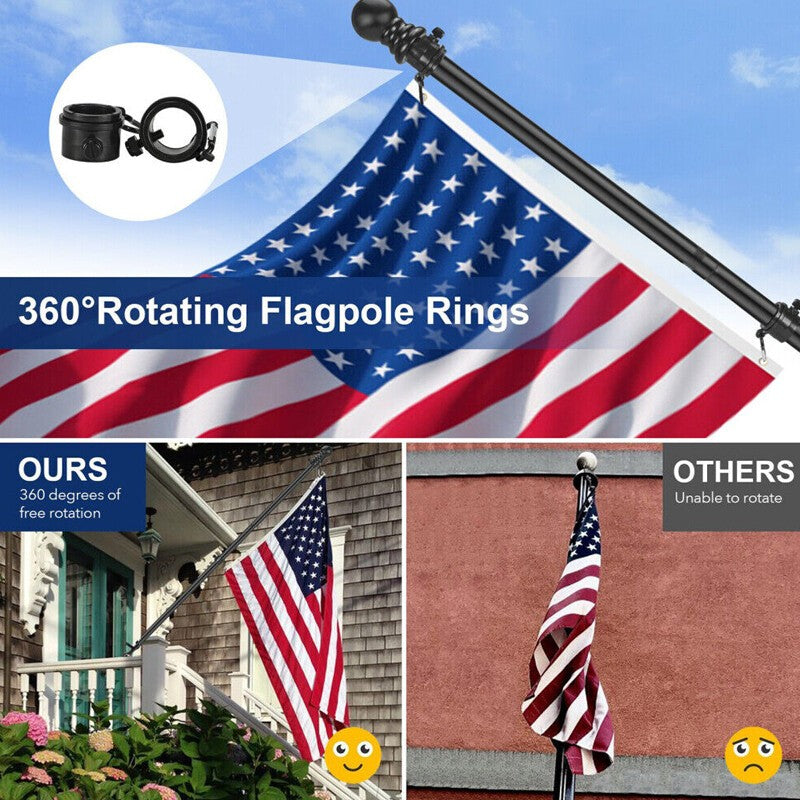 180CM Wall Mounted Mount Telescopic Flag Pole Top Black Ball Flagpole