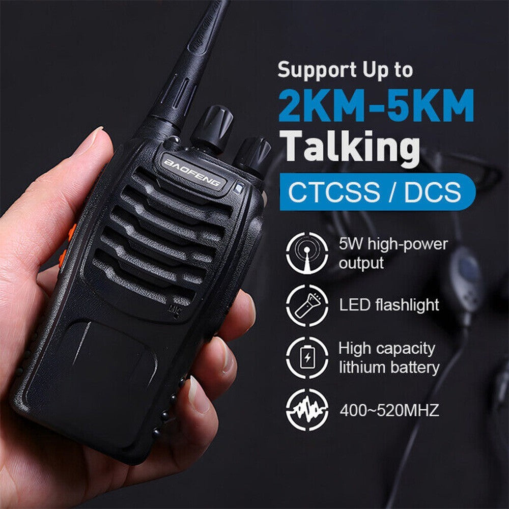 2x Baofeng BF-888S 400-470MHz Walkie Talkie Long Range Two Way Radio + Earpiece