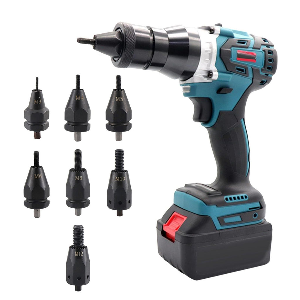 Cordless Rivet Nut Gun Pull Female Head M3 to M12 Riveting Tool Rivet Nut Insert