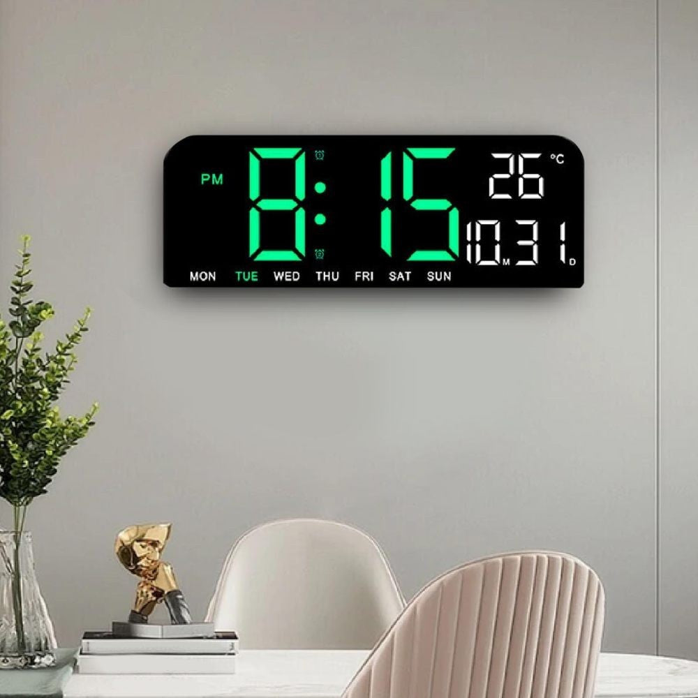 Digital Alarm Clock LED Display Desk Wall Clock with Temperature Date Week Clock