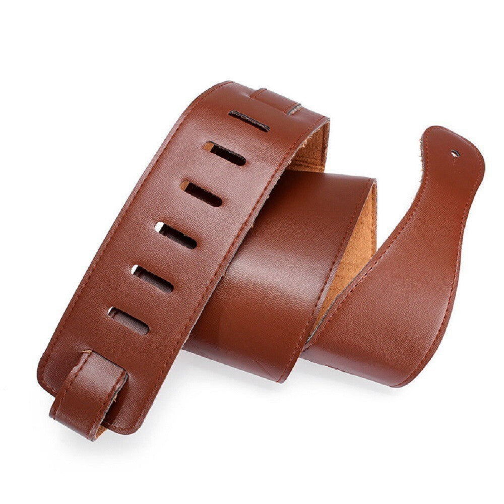 Brown Adjustable Soft Leather Thick Guitar Strap Belt for Electric Acoustic