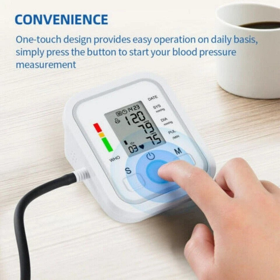 Automatic Digital Arm Blood Pressure Monitor Heart Rate Machine Meter BP Cuff