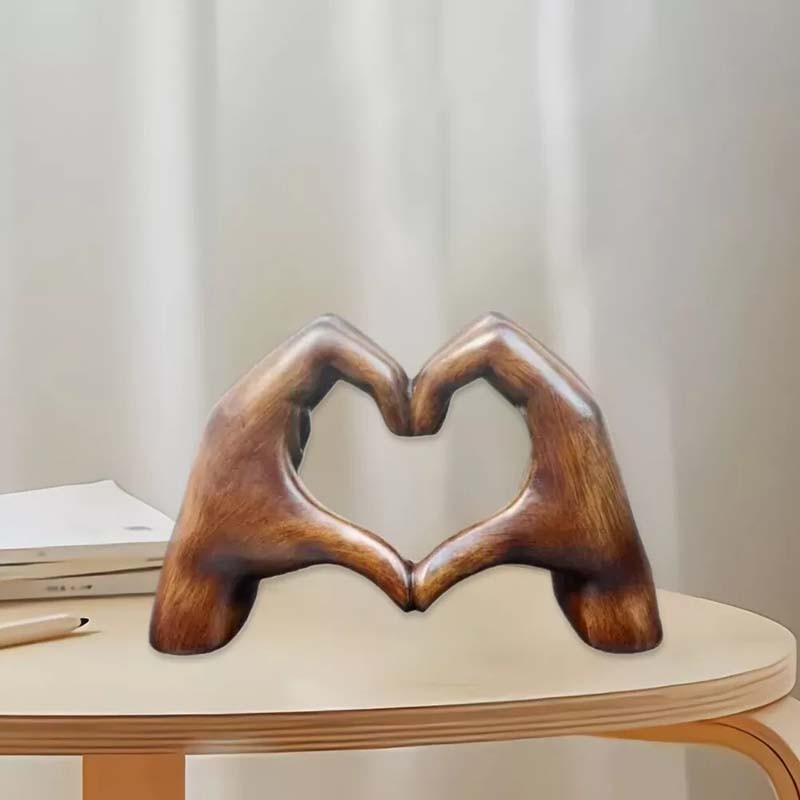 Love Heart Hand Gesture Statue, Resin Ornament for Desktop Bookshelf Home Decor