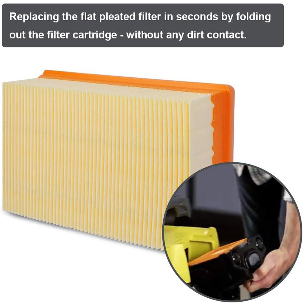4Pcs Flat-Pleated Filter For Karcher WD4/WD5/WD6/MV4/MV5/MV6 Vacuum Cleaner Tool