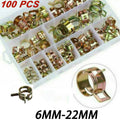 100XSpring Hose Clips/Clamp Fuel Air Gas Water Pipe Self Clamping 6-22mm