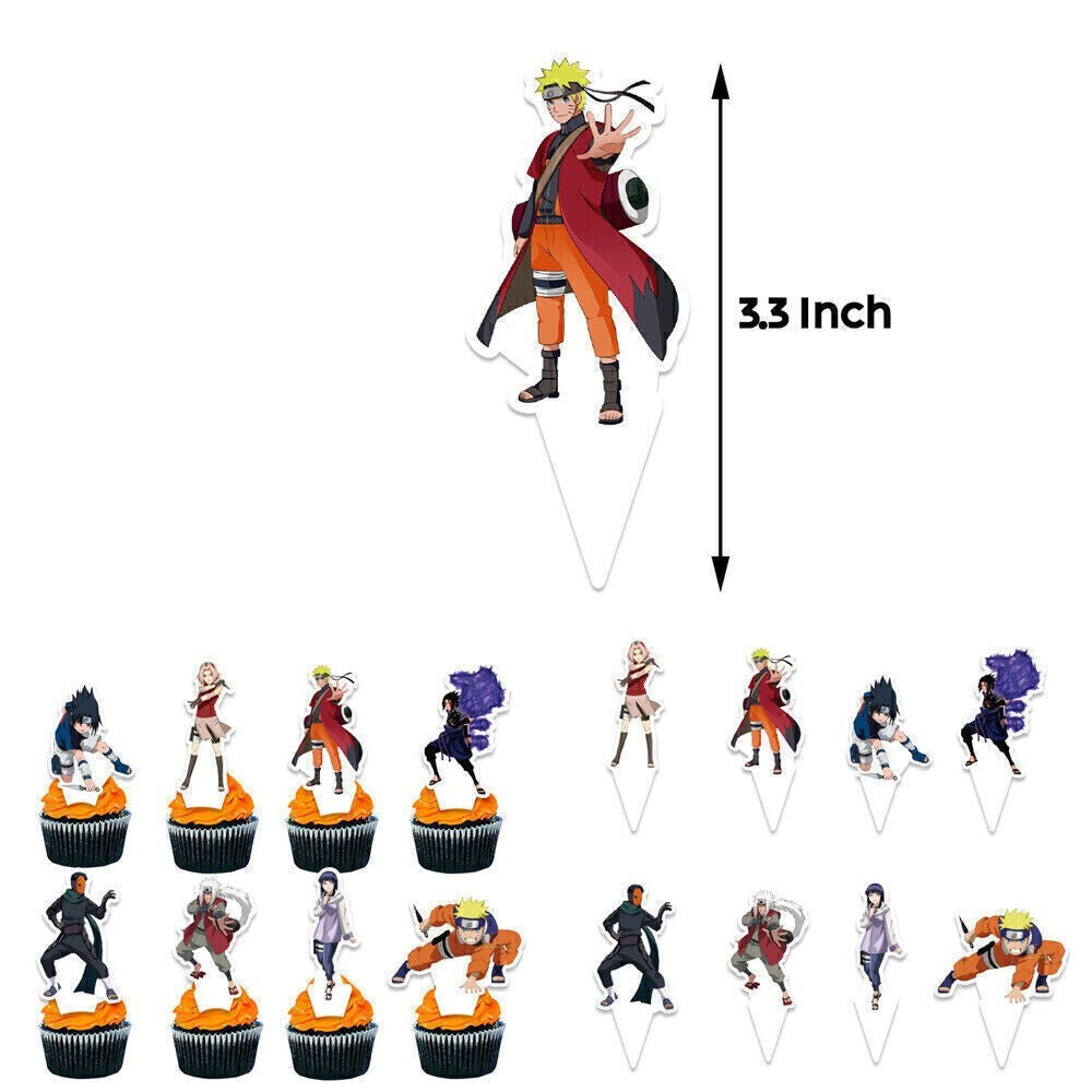 Naruto Theme Happy Birthday Balloons Banner Bunting Cake Topper Party Decor Set