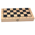 3in1 FOLDING WOODEN CHESS SET Board Game Checkers Backgammon Draughts Large