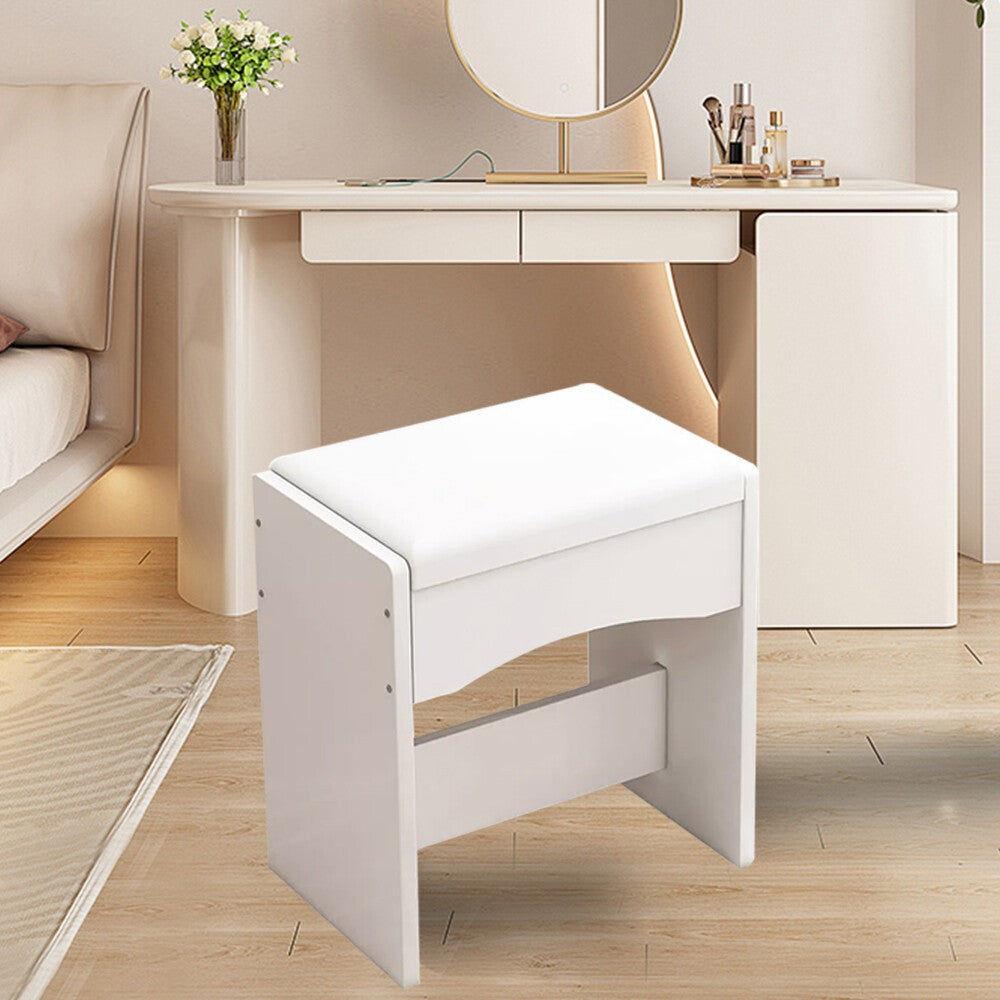 Mondeer White Dressing Table Stool Makeup Chair Soft Padded Cushion Piano Seat