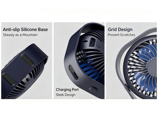 Portable Mini Desk Fan with Anti-Slip Silicone Base