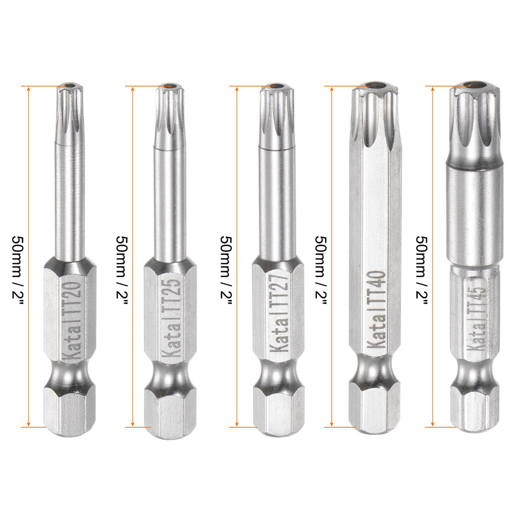 TT20-TT45 Magnetic Security Star 7Point Screwdriver Bit 1/4" Hex Shank 2"