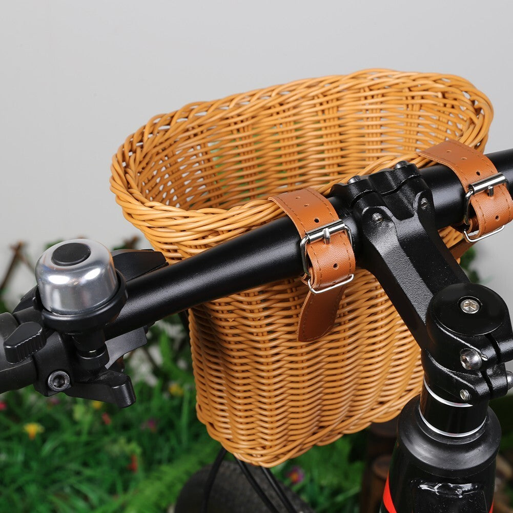 Rattan Bicycle Front Basket Handwoven Kids Adult Bike Handlebar Carrier Bags UK