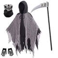 2026 New Kids' Death God Costume Mesh Hooded Cape Mask Gloves and Scythe Set UK