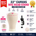 22" Canvas Block Mannequin Head with Table Clamp For Wig Making Display Stand UK