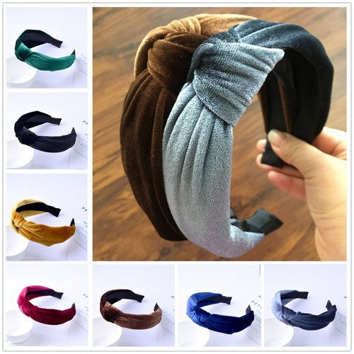 Women's Headband Twist Hairband Bow Knot Cross Tie Velvet Headwrap Hair Band New