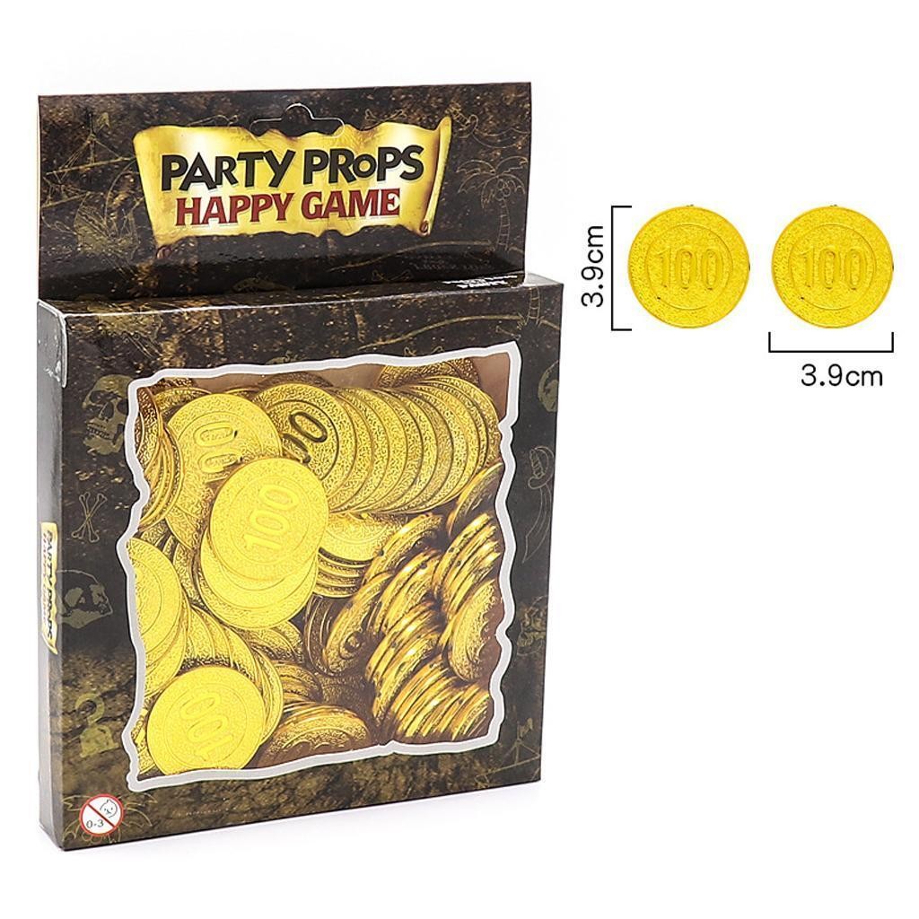 100 Pcs/Set Plastic Gold Coins Pirate Treasure Fun Party Bag Toy Play Money