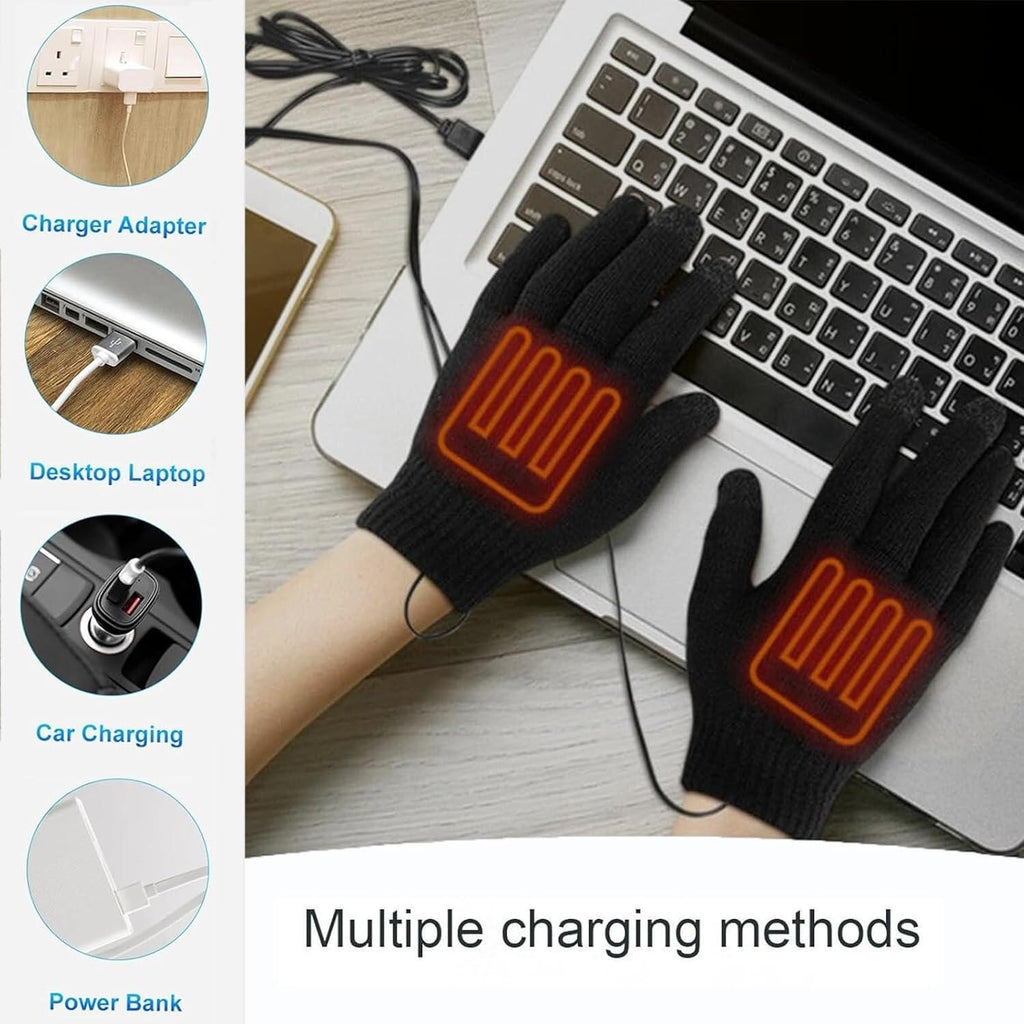 Electric Heated Gloves USB Rechargeable Insulated Warm Thermal Gloves Winter UK