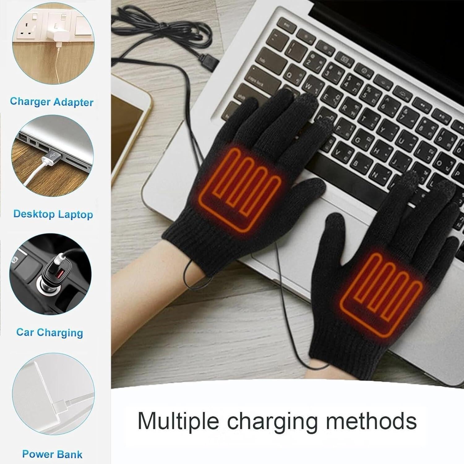 Electric Heated Gloves USB Rechargeable Insulated Warm Thermal Gloves Winter UK