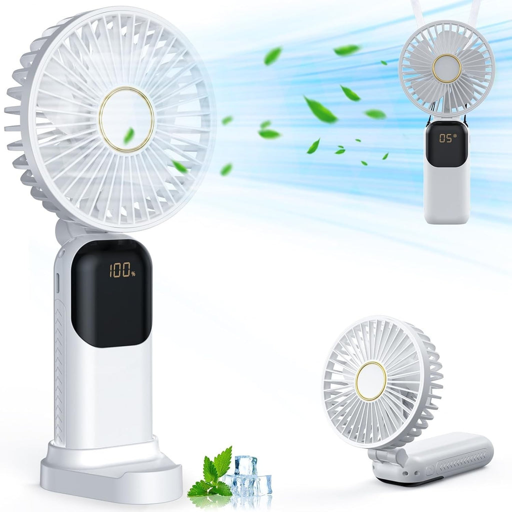 Foldable Hand Fan Usb Rechargeable Quiet Personal Cooler Portable Desk &Handheld