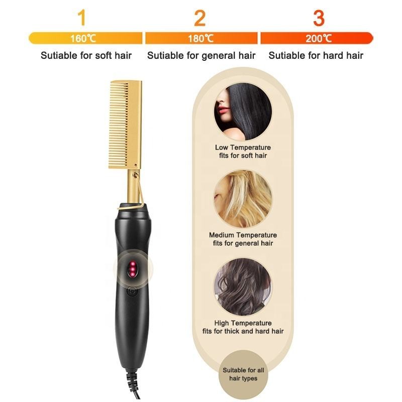 Hair Hot Comb Straightener Professional Press Comb Electric Hot Comb Portable
