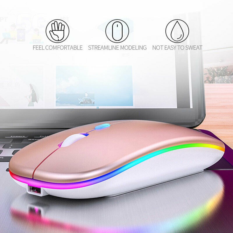 Slim Rechargeable Bluetooth/ USB Wireless RGB Mouse for Tablet PC Andoid iPad