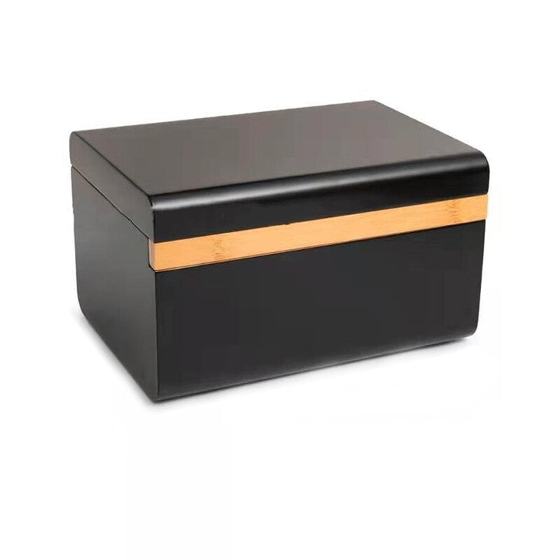Bamboo Storage Chest with Movable Tray Wood Locking Stash Box  Rolling Tray Kit
