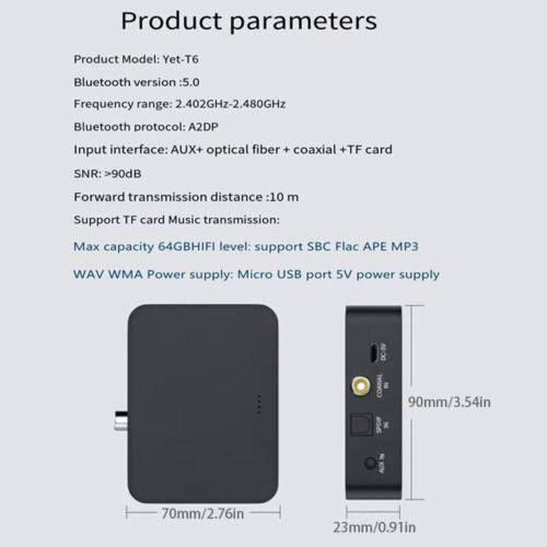 HD Transmitter Audio Optical Adapter 3.5MM Bluetooth 5.0 for TV Radio