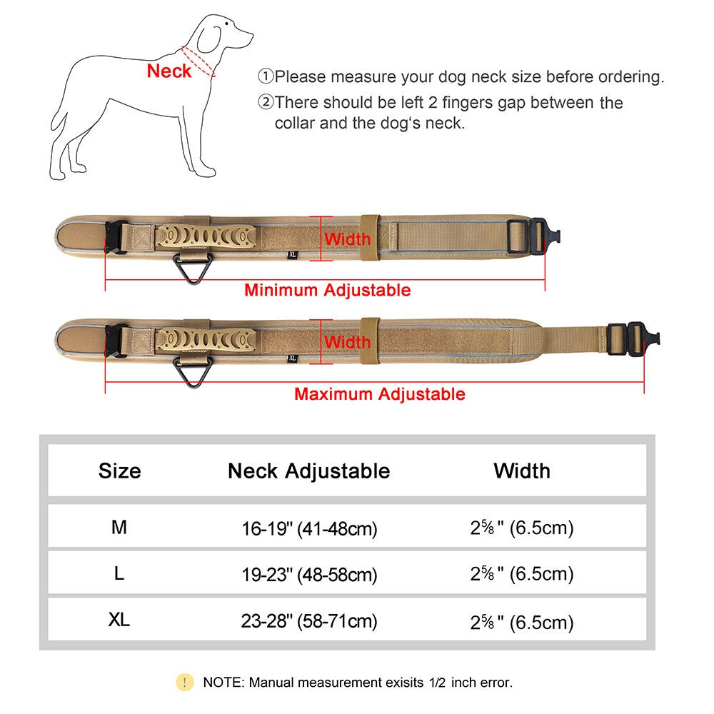Durable Dog Collar with Handle Mesh Padded 6.5cm Wide Reflective