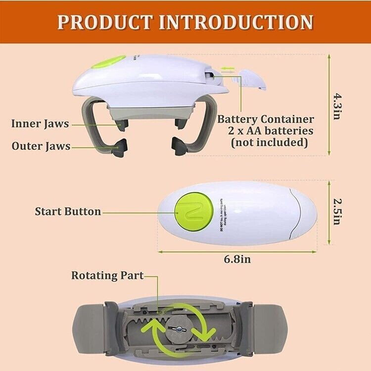 Kitchen Automatic Electric Jar Opener Can Tool Gadget -Easy One Touch Button