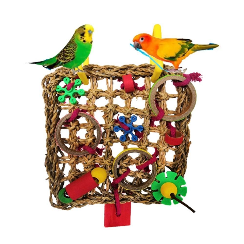 Bird Climbing Net Parrot Toy Woven Seagrass Biting Hanging Hemp Rope Swing Play