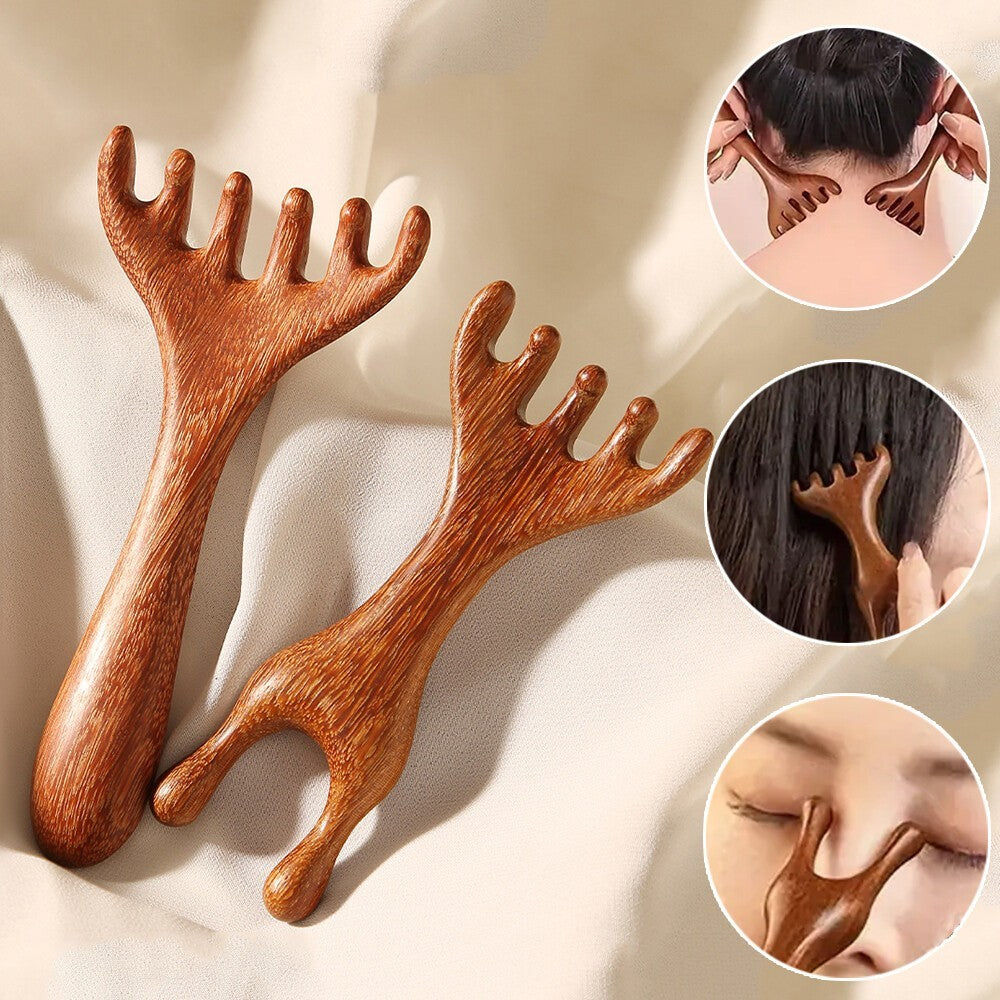 Sandalwood Acupressure Face Body Massage Comb - Scalp Relaxation Therapy Tool