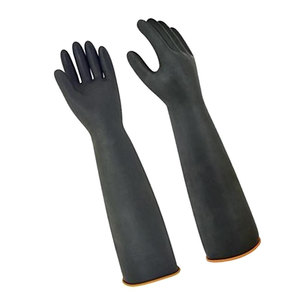 New Black Long Gloves Soft Rubber Arm Gauntlet Safety Waterproof Work Glove