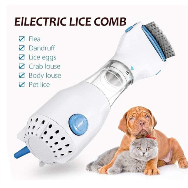 Electric Vacuum Head Nit Anti Lice Comb Brush Pet Dog Flea Filter Remover Tool